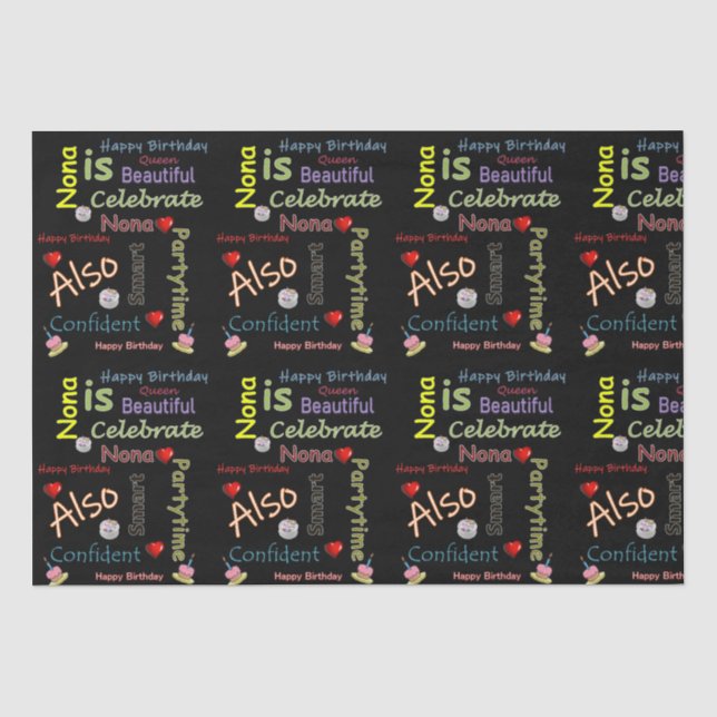 Papel De Seda Feliz cumpleaños, periódico de té Nona (Anverso)