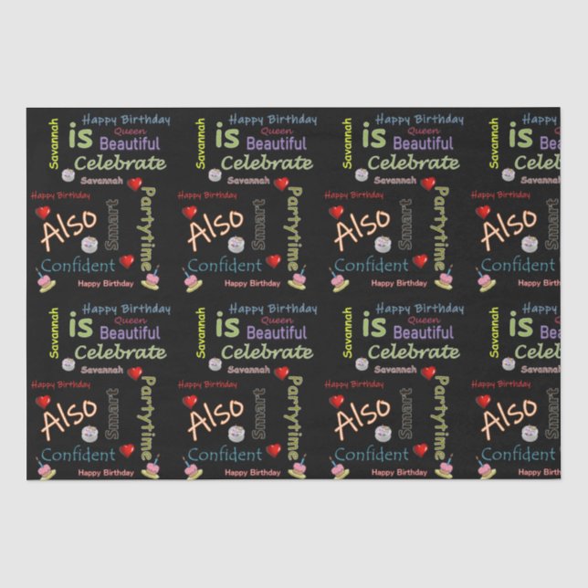 Papel De Seda Feliz cumpleaños, periódico temático Savannah (Anverso)