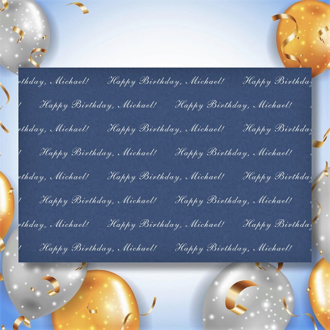 Papel De Seda Feliz cumpleaños Personalizado Textos Elegante Azu (Subido por el creador)