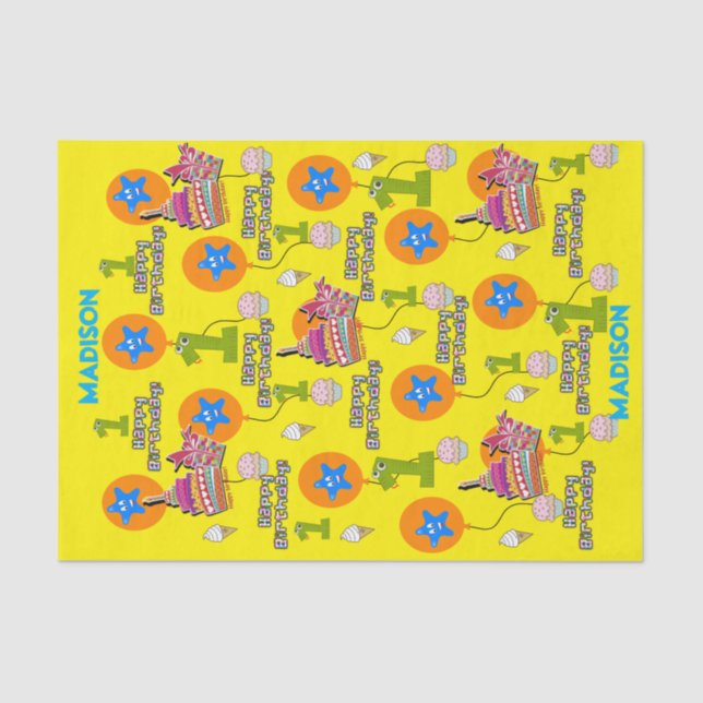 Papel De Seda Feliz cumpleaños, primer cumpleaños, primer cumple (Anverso)