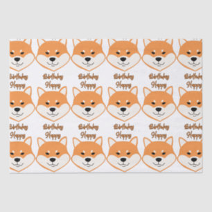 Papel De Seda Feliz cumpleaños Shiba Inu periódico original