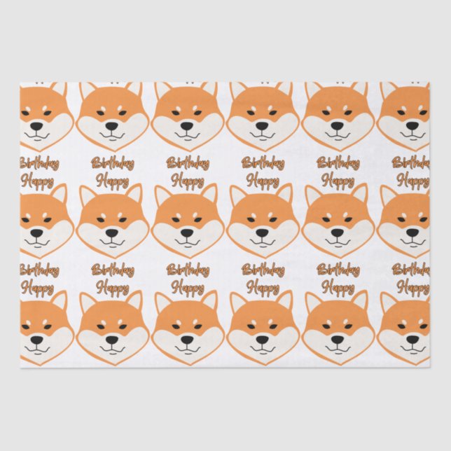 Papel De Seda Feliz cumpleaños Shiba Inu periódico original (Anverso)
