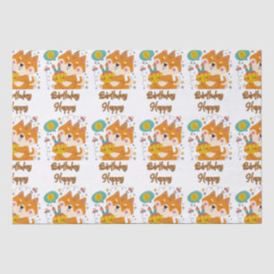 Papel De Seda Feliz cumpleaños Shiba Inu Tissue Paper