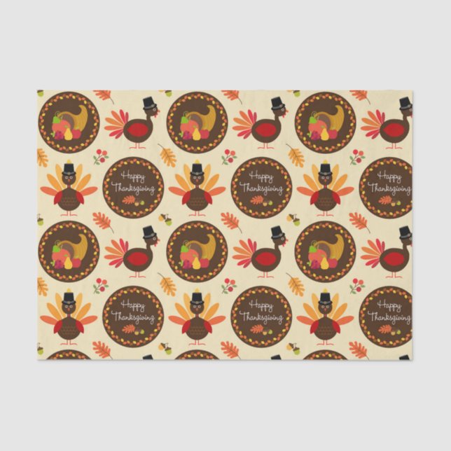 Papel De Seda Feliz Día de Acción de Gracias (Anverso)