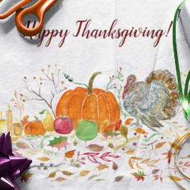 Papel De Seda Feliz Día de Acción de Gracias Calabaza Con Pavo