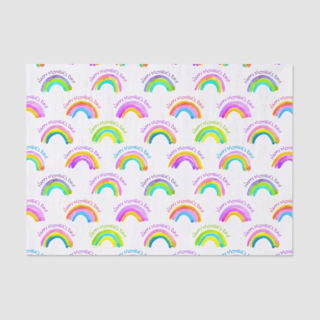 Papel De Seda Feliz Día de la Madre Patrón de Arcoiris acuático (Anverso)