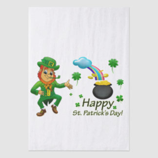 Papel De Seda Feliz día de San Patricio Duende Arcoíris