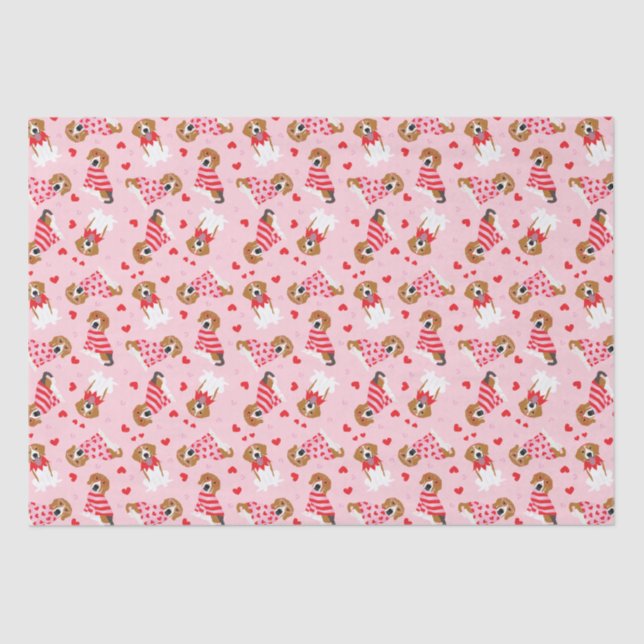 Papel De Seda Feliz Día de San Valentín Perros Beagle (Anverso)