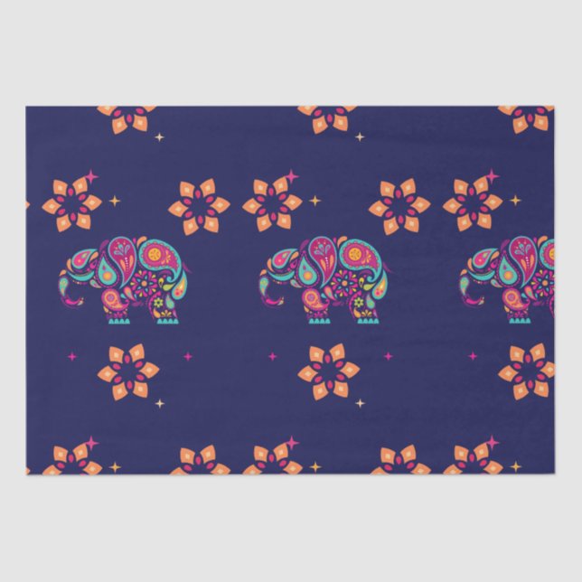 PAPEL DE SEDA FELIZ DIWALI INDIA ELEFANTE INDIO MANDALA (Anverso)
