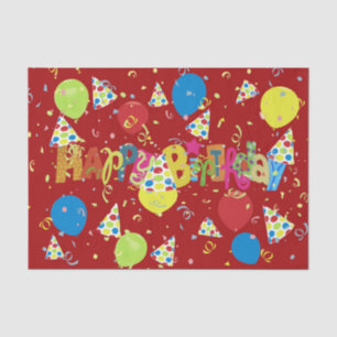 Papel De Seda Feliz feliz cumpleaños rojo