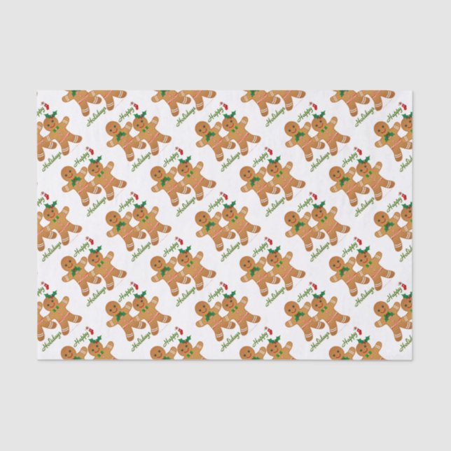 Papel De Seda Feliz feriado Gingerbread Man Boy Chica (Anverso)