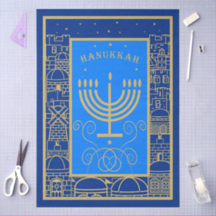 Papel De Seda Feliz feriado judío Hanukkah Gold Menorah