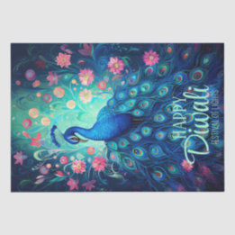 Papel De Seda Feliz Festival Diwali de Luces Peacock