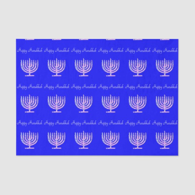 Papel De Seda Feliz fiebre de Hanukkah Menorah Nina (Anverso)