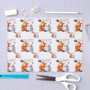 Papel De Seda Feliz Halloween Feliz y Lindo en Negro y Naranja