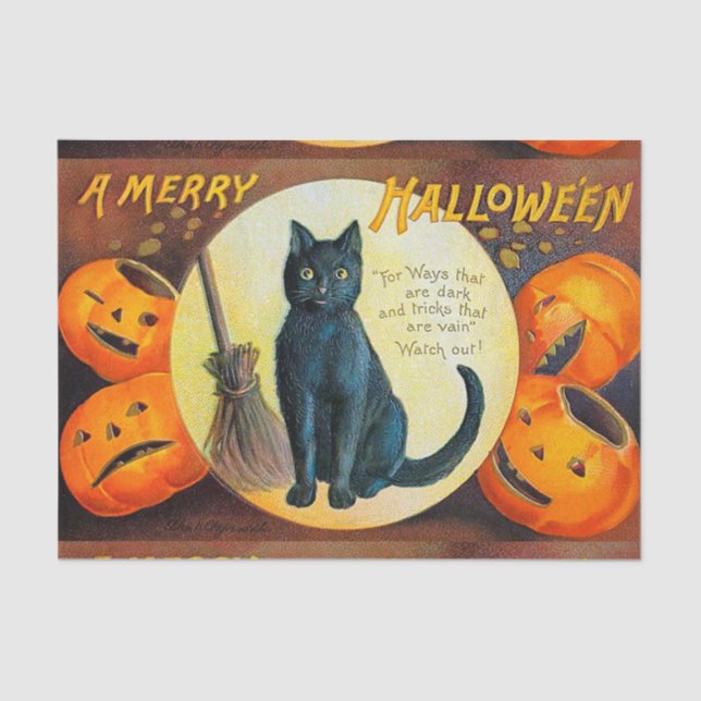 Papel De Seda Feliz Halloween gato de Falln (Anverso)