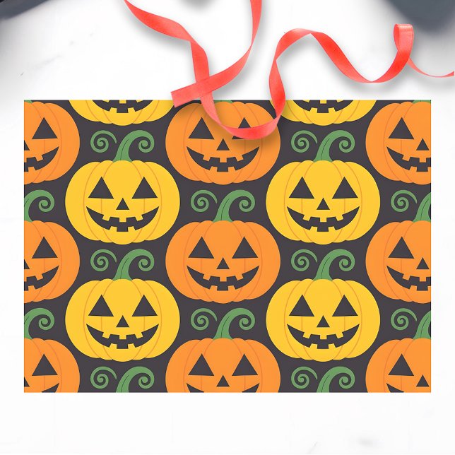 Papel De Seda Feliz Halloween Jack-O'-Lanterns y batines (Subido por el creador)