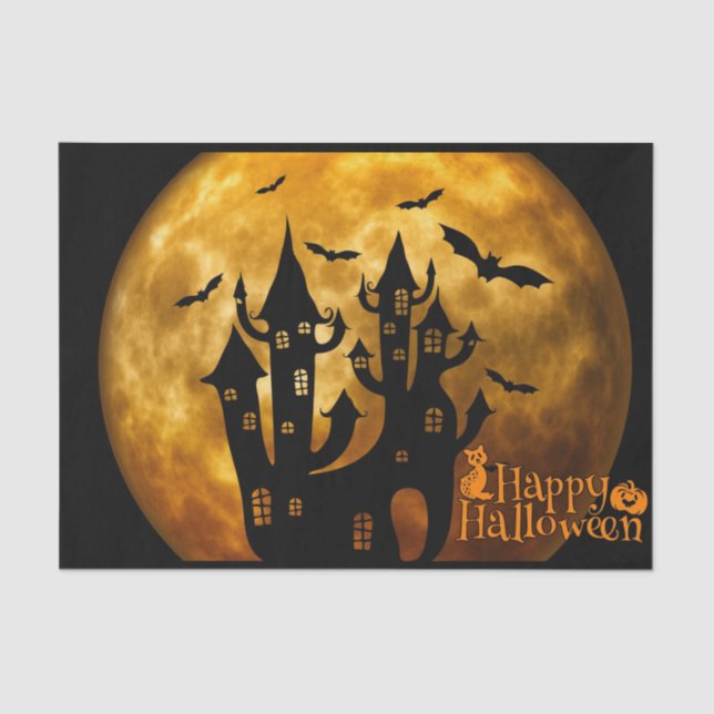 Papel De Seda Feliz Halloween (luna llena) (Anverso)