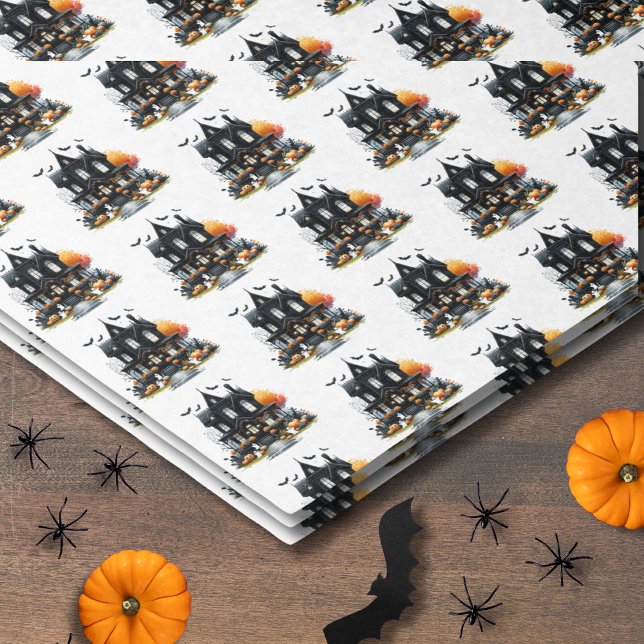 Papel De Seda Feliz Halloween Patrón Espeluznante (Happy Halloween Spooky Pattern Tissue Paper)