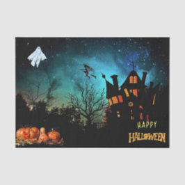 Papel De Seda Feliz Halloween Scary Witch, Ghost and Pumpkins