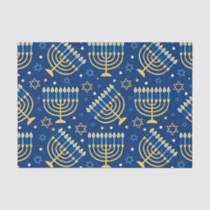Papel De Seda Feliz Hanukkah Blue Star of David Tissue Paper