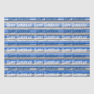 Papel De Seda Feliz Hanukkah Blue Stripes WrapPaper