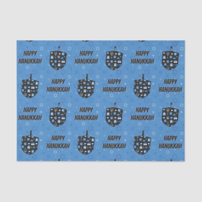 Papel De Seda Feliz Hanukkah Dreidel Cutout (Anverso)