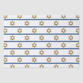 Papel De Seda Feliz Hanukkah Gold Star de David White Blue