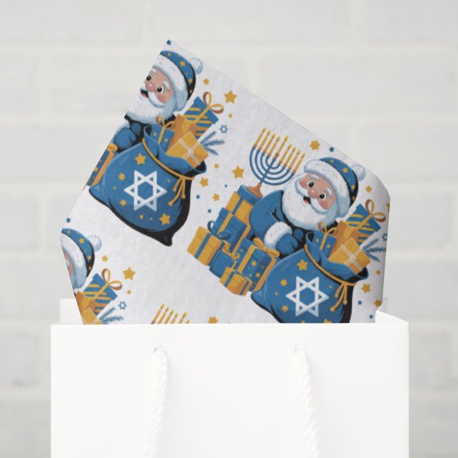 Papel De Seda Feliz Hanukkah Santa  (Bolsa de regalo)