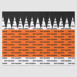 Papel De Seda Feliz Naranja de Halloween negro personalizado