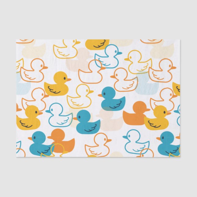 Papel De Seda Feliz Natación de un Paddling Ducks Pattern II (Anverso)