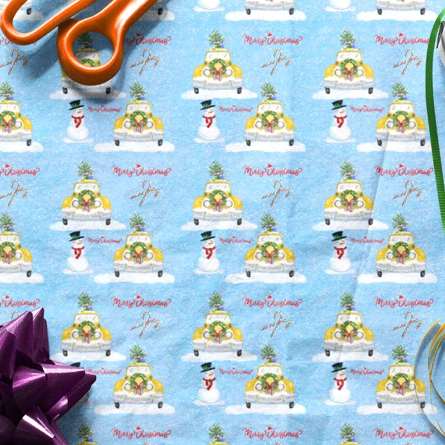 Papel De Seda Feliz Navidad 1950 New York Yellow Cab Pattern (Subido por el creador)