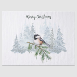 Papel De Seda Feliz Navidad Abeto Invernal Carbonero