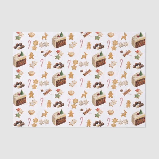 Papel De Seda Feliz Navidad Acuarela Dulces Navideños (Anverso)