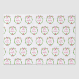 Papel De Seda Feliz Navidad acuarela Holly Wreath