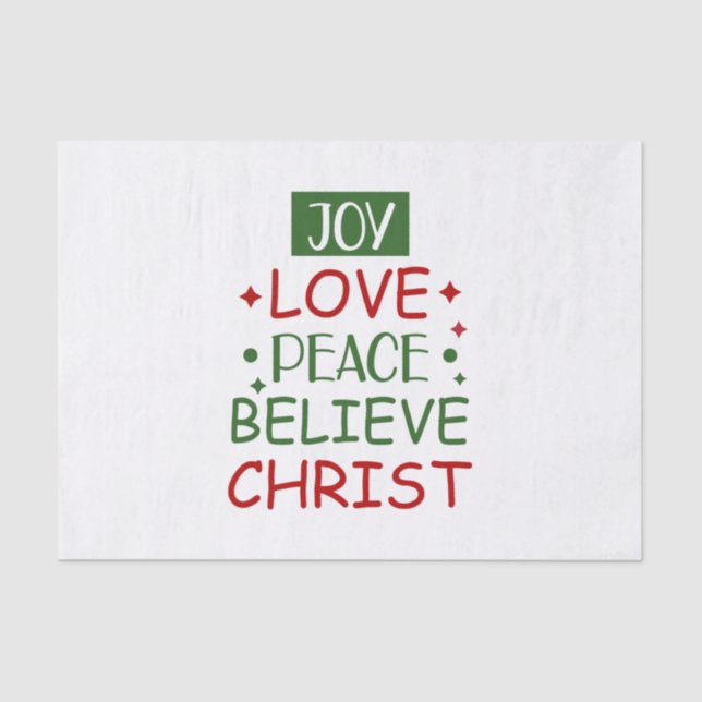 Papel De Seda Feliz Navidad Alegría Amo Paz Creer (Anverso)