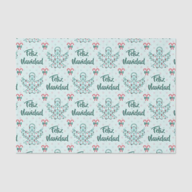 Papel De Seda Feliz Navidad Angel Cutout (Anverso)