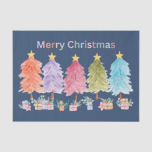 Papel De Seda Feliz Navidad Árboles de Navidad y Regalos