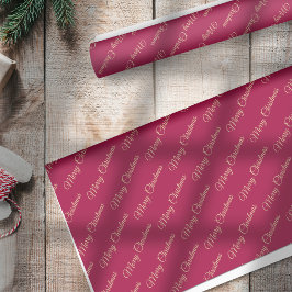 Papel De Seda Feliz Navidad Bayas de Acebo Doradas sobre Rojo