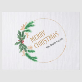 Papel De Seda Feliz Navidad Berries Wreath