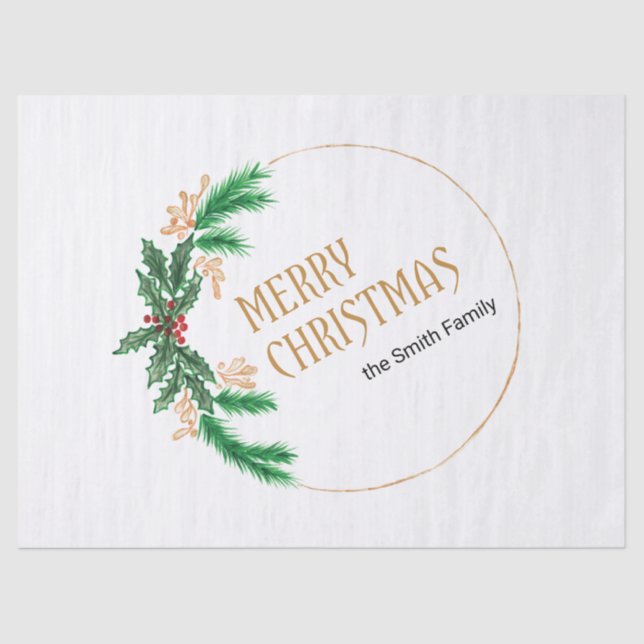 Papel De Seda Feliz Navidad Berries Wreath (Anverso)