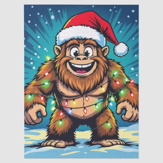 Papel De Seda Feliz Navidad Bigfoot Sasquatch (Anverso)