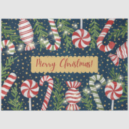 Papel De Seda Feliz Navidad Candy y Candy Canes