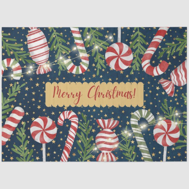 Papel De Seda Feliz Navidad Candy y Candy Canes (Anverso)