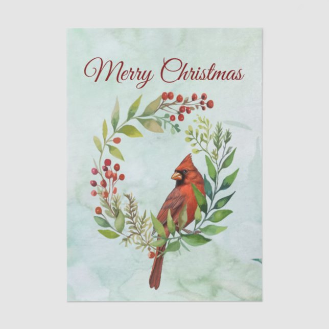 Papel De Seda Feliz Navidad Clásico Cardenal  (Anverso)