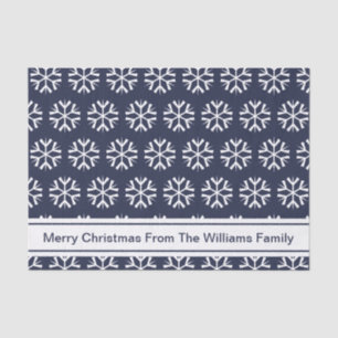 Papel De Seda Feliz Navidad Copo de Nieve Blanco Nombre del Remi