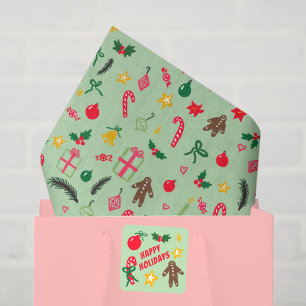 Papel De Seda Feliz Navidad Cute Doodle Whimsical Pattern
