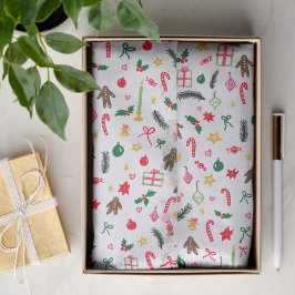 Papel De Seda Feliz Navidad Cute Doodle Whimsical Pattern