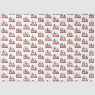 Papel De Seda Feliz Navidad en rojo y verde