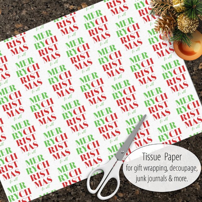 Papel De Seda Feliz Navidad en verde y rojo (Subido por el creador)